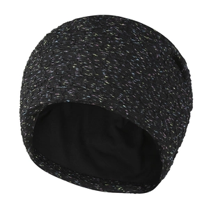 Women's double-layer thermal knit beanie with colorful flecks and honeycomb texture