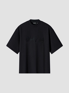 Oversized zwart katoenen T-shirt met Ucult Club borduursel en verlaagde schouders