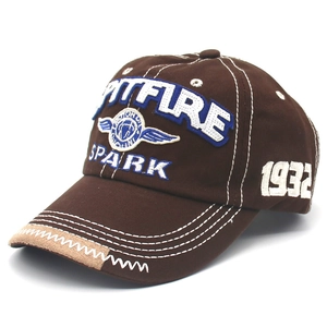 Vintage brown baseball cap with Pitfire Spark embroidery and contrast stitching