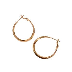 18k gold plated hoop earrings featuring a unique smooth and rope texture split design