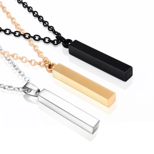 Cylindrical Pillar Pendant Necklace Stainless Steel Geometric Bar Minimalist Jewelry Accessory For Men Women Couples