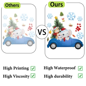 Close-up showing high printing quality and waterproof Christmas animal wall stickers