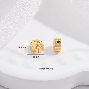 S925 sterling silver hollow flower bead 4.5mm in gold finish for DIY jewelry