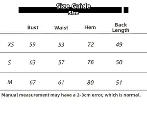 Size chart showing XS to M measurements for U-neck backless camisole top in centimeters