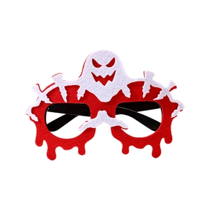 Lunettes d'Halloween en feutre rouge et blanc avec fantôme et gouttes de sang pour fête