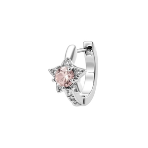 316L stainless steel star hoop earrings featuring pink zircon and micro-paved crystals