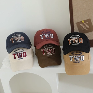 Kids Baseball Cap Cotton Embroidered Letters Korean Style Outdoor Sun Hat For Boys Girls Adjustable Retro Hip Hop