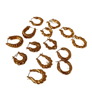Chunky gold-plated stainless steel croissant hoop earrings in multiple sizes