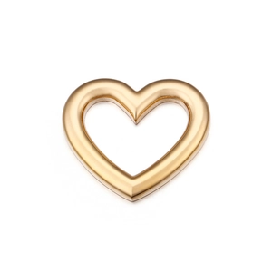Polished gold stainless steel heart-shaped hollow pendant displayed on a white background