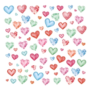 Bunte Valentinstag PVC Herz Fensteraufkleber mit Kristall und Aquarell Texturen
