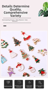 Detailed close-up of colorful enamel Christmas charms made of durable alloy plating