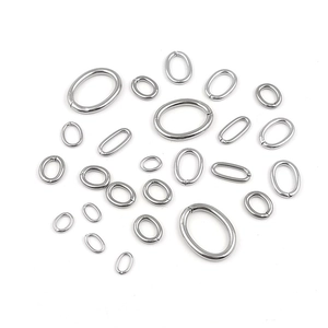 Various sizes of oval stainless steel jump rings for DIY jewelry making findings