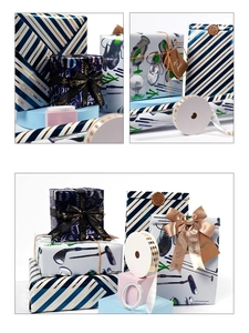 Professional Father's Day gift wrapping paper set with golf patterns and elegant ribbons
