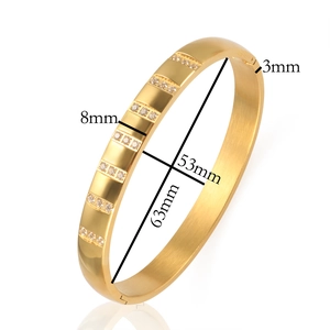 Specifiche dettagliate delle dimensioni per il bracciale rigido dorato in acciaio