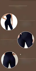 Detail of seamless yoga jumpsuit featuring peach buttocks line and reinforced crotch design