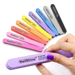 Nail Files Double Sided Sponge Buffers 100/180 Grit Washable Disinfectable Professional Manicure Tools Colorful Straight Shape