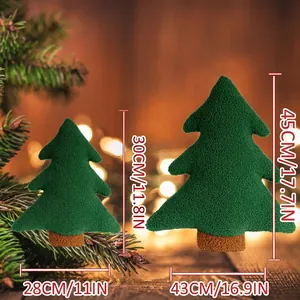 Green plush Christmas tree pillow size dimensions guide for 30cm and 45cm plush cushions