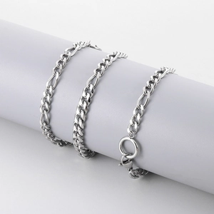 Figaro Chain Necklace And Bracelet Men Stainless Steel Hip Hop Streetwear Style Jewelry Silver Color