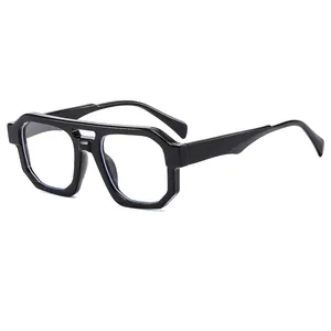 Fashion Sunglasses UV400 Large Geometric PC Frame Double Bridge Retro Outdoor Driving Streetwear Unisex Eyewear