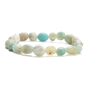 Irregular tumbled amethyst and amazonite beaded bracelet with natural stone texture