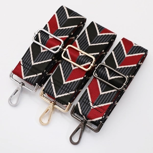 Adjustable woven chevron shoulder strap with premium metal buckles in three hardware colors