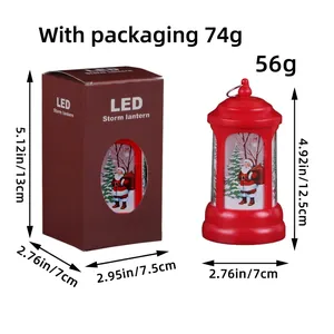 Red retro Christmas LED lantern featuring Santa Claus design with original packaging box