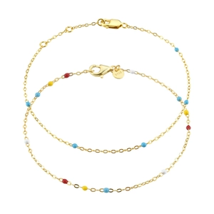 925 Sterling Silver Colorful Beads Bracelet For Women Adjustable Gold Plated Chain Fashion Jewelry Wedding Birthday Gift