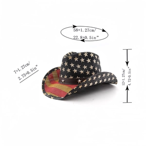 Détail du chapeau de cowboy avec tour de tête de 58cm et rivets étoiles décoratifs