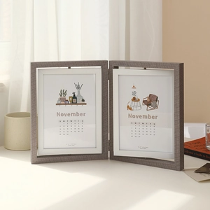 Rotating double-sided wooden photo frame 5x7 inch for desk display and memory gifts