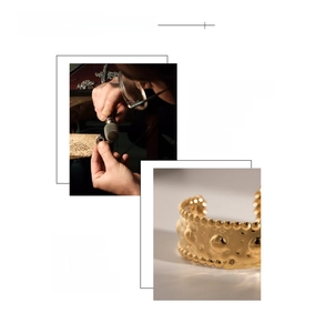 Detail of 18K gold plated hammered texture bangle with vacuum plating craftsmanship