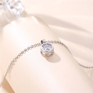 Silver Eiffel Tower pendant necklace with sparkling cubic zirconia on delicate chain