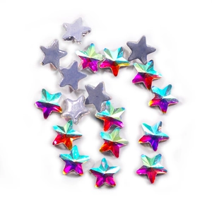 Macro detail of AB star crystals showing colorful faceted surfaces and matte gray flat backs