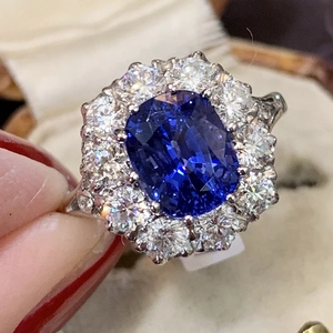 Elegante Anillo De Racimo De Circonita Azul Ovalada Para Mujer Cobre Plateado Retro Halo Joyería Boda Compromiso
