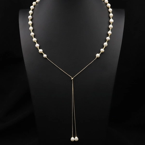 Elegante Verstellbare Süßwasserperlen Lange Pullover Kette Für Damen Vergoldetes Kupfer Quasten Anhänger Vintage Schmuck Zubehör
