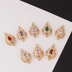 Glands gouttes dorés avec connecteurs en zircone pour la création de bijoux DIY