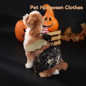 Pet Halloween Spider Costume Skirt And Glitter Wings For Dogs Cats Holiday Party Dress Up Polyester Felt