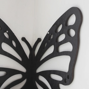 Minimalist black butterfly wooden crystal shelf wall decor with hollow carved pattern