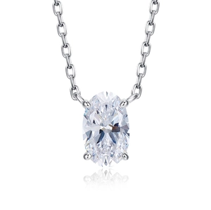 Elegant S925 silver necklace featuring an oval-cut clear gemstone pendant with reflection