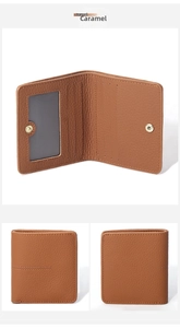 Detailed macro view of caramel leather wallet interior showing multiple card slots and texture