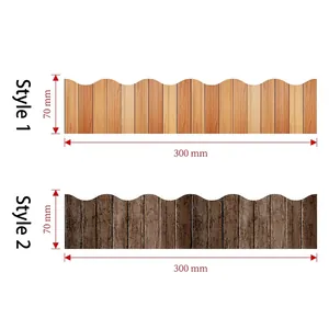 Wood grain scalloped border stickers in light and dark brown for bulletin boards