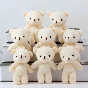Mini Peluche Oso De Peluche Muñeca Suave Felpa Corta Crema Beige Bolso Colgante Llavero Encanto Ramo Decoración Lindo Juguete Regalo