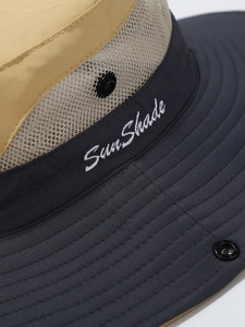 Outdoor sun hat with breathable mesh and Sun Shade embroidery for hiking and fishing