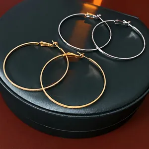 Large Round Hoop Earrings Hammered Frosted Metal Chic Jewelry For Women With 925 Sterling Silver Earring Post