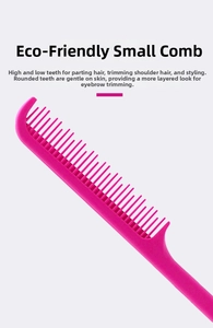 Close-up of dual-level teeth pink eyebrow brush for precise hair styling and trimming