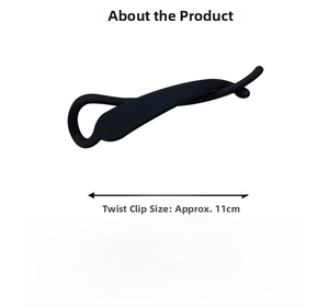Matte black 11cm twisted banana clip hair accessory with minimalist plastic design detail