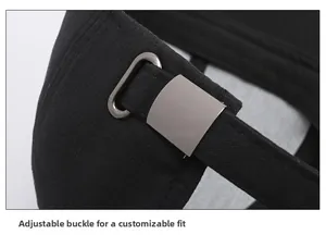 Détail de la boucle réglable et du tissu sergé sur la casquette de baseball noire chic