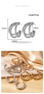 Detailed dimensions of minimalist C-shape knot earrings in gold and silver finish