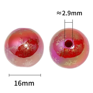 Colorful 16mm Santa Claus acrylic beads with gold snowflake patterns for DIY jewelry craft