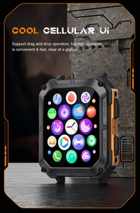 Rugged outdoor smartwatch with a honeycomb UI interface and durable industrial-grade casing