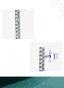 Macro shot of S925 sterling silver earrings showing S925 hallmark and 5A cubic zirconia